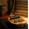 Complete olive wood chess set with king and queen pieces