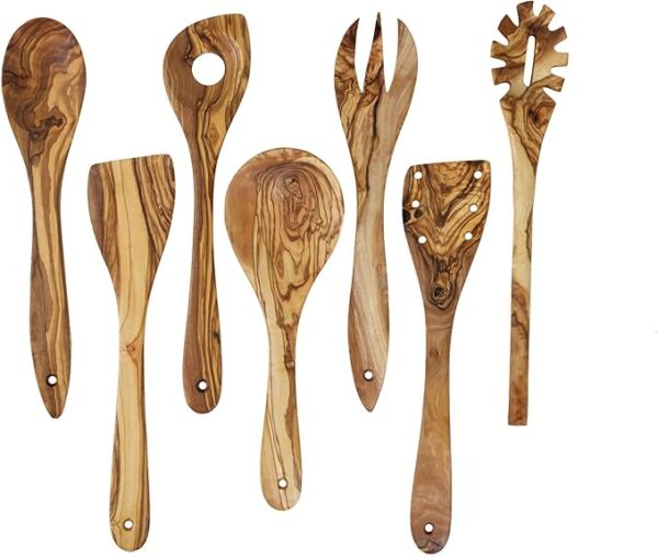Kitchen Utensils Set, Olive Wood Utensils Set, 7
