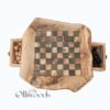 Handcrafted olive wood chess set with irregular rustic board