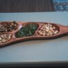 DSC08207 Olive wood serving tray with handle, close-up view