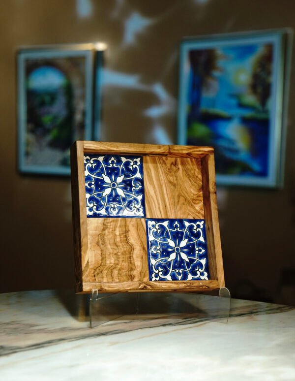 Olive-Wood-tray with-Ceramic-Tiles2 Olive Wood Ceramic Serving Tray
