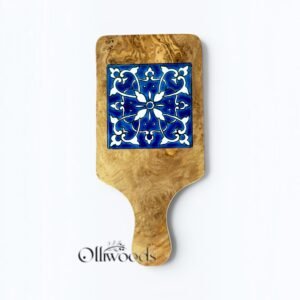Olive Wood & Ceramic Serving Board with Handle Olive wood serving board with ceramic inlay and handle