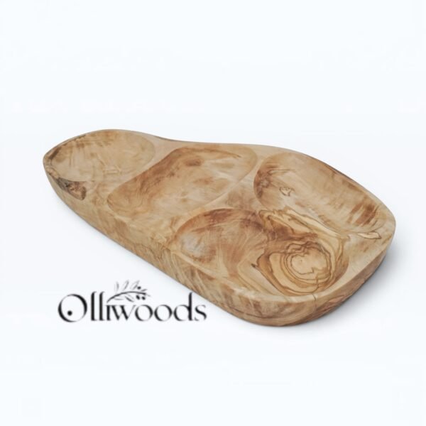 Olive Wood Divided Serving Tray - Carthage Collection Handcrafted olive wood divided serving tray with sectioned design, Carthage Collection