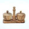 Olive Wood Spice Rack Wooden Salt Cellars