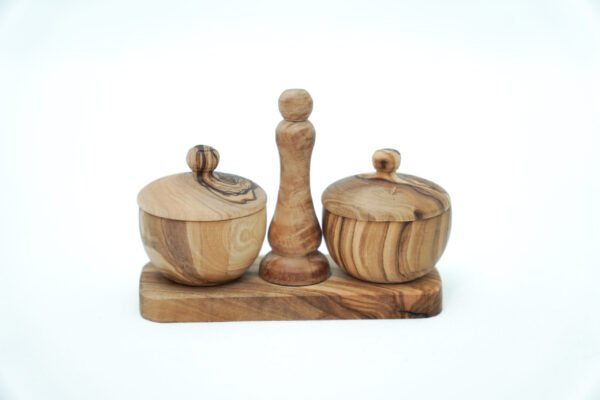 Olive Wood Spice Rack Wooden Salt Cellars