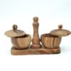 Olive Wood Spice Rack Wooden Salt Cellars