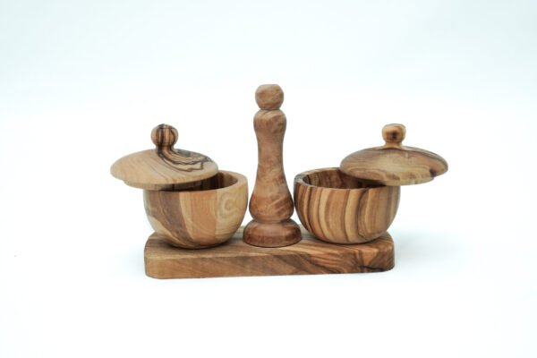 Olive Wood Spice Rack Wooden Salt Cellars