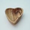 Olive wood heart-shaped bowl with popcorn