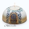 Olive Wood Painted Candle Holder - Medina Collection Hand-painted olive wood candle holder, Medina Collection