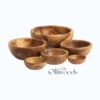 Set of 6 olive wood bowls