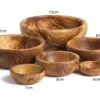 Olive wood bowls, stacked view