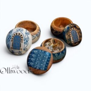 Olive Wood Painted Jewelry Box Hand-painted olive wood jewelry box