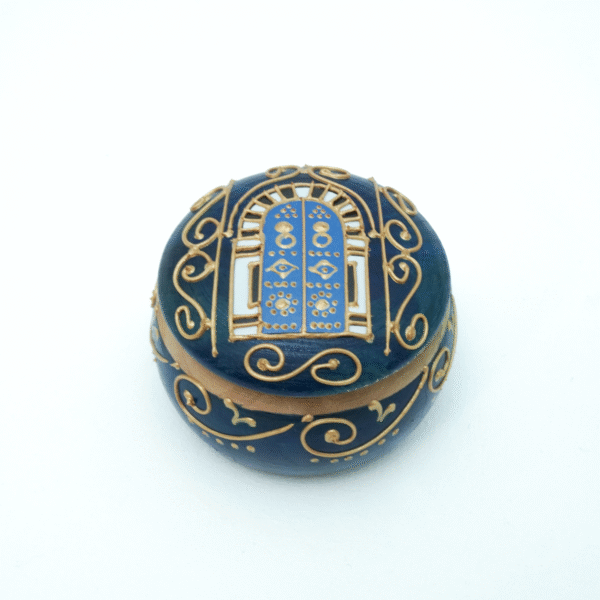 Olive wood painted jewelry box, lifestyle setting
