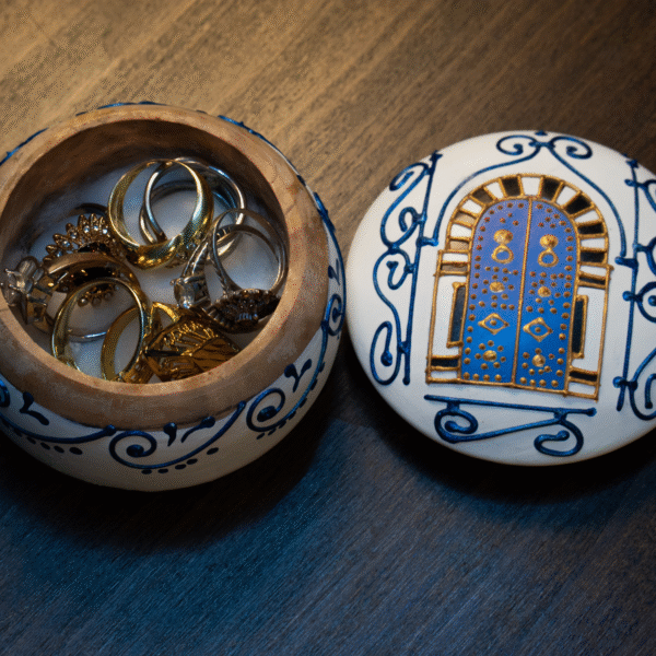 Olive wood painted jewelry box, alternate design option