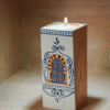 white Hand-Painted Olive Wood Candle Holder Olive wood candlestick, white finish, table setting