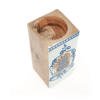white-Hand-Painted Olive Wood Candle Holder-nature-pic Olive wood candlestick, close-up of hand-painted detail