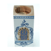 white-Hand-Painted Olive Wood Candle Holder-nature-pic2 Olive wood candlestick with lit tealight candle