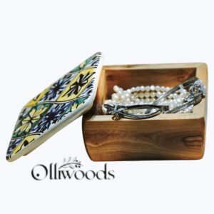 Olive Wood Storage Box with Ceramic Lid Olive wood storage box with ceramic lid