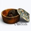 Olive wood storage bowl with ceramic lid