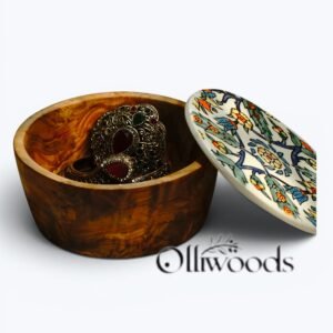 Olive Wood Storage Bowl with Ceramic Lid Olive wood storage bowl with ceramic lid