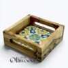 Olive wood ceramic coaster with handle