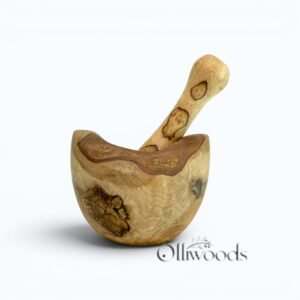 Natural olive wood mortar and pestle