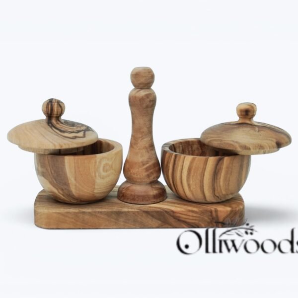 Olive Wood Spice Rack Wooden Salt Cellars