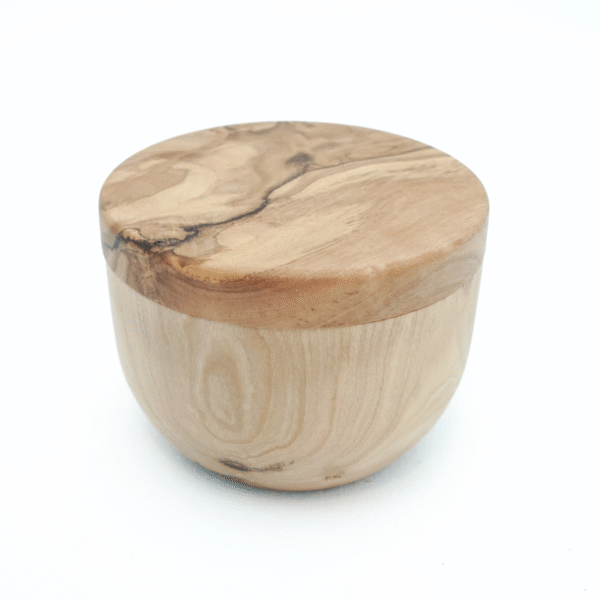 Olive wood keepsake box, open lid view