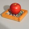 2 Olive wood ceramic coaster tray, top view