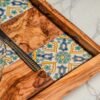 DSC00977 (2) Olive wood ceramic serving tray, styled with breakfast items