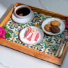 tray (1) Olive wood ceramic serving tray, top view