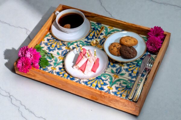 tray (1) Olive wood ceramic serving tray, top view