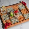 tray 1 Olive wood ceramic serving tray, close-up of tile pattern
