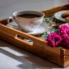 tray (5) Olive wood ceramic serving tray, side angle