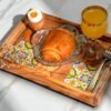 tray2 Olive wood ceramic serving tray, styled with food