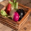 Square Olive Wood Storage Crate Handmade Fruit Box “Atlas Series” Olive wood storage crate with fruit inside