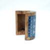 Olive wood keepsake box, close-up of painted design