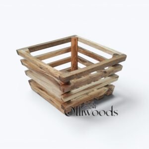 Olive wood square storage crate, small size