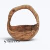Olive Wood Fruit Basket - Detail Olive wood fruit basket, close-up of woven wood texture
